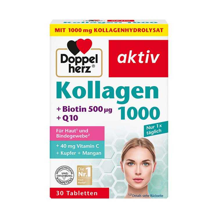 Doppelherz-Collagen-1000-Tab-1.jpg قرص ضد چروک و جوانساز کلاژن 1000 دوپل هرز - تصویر 1