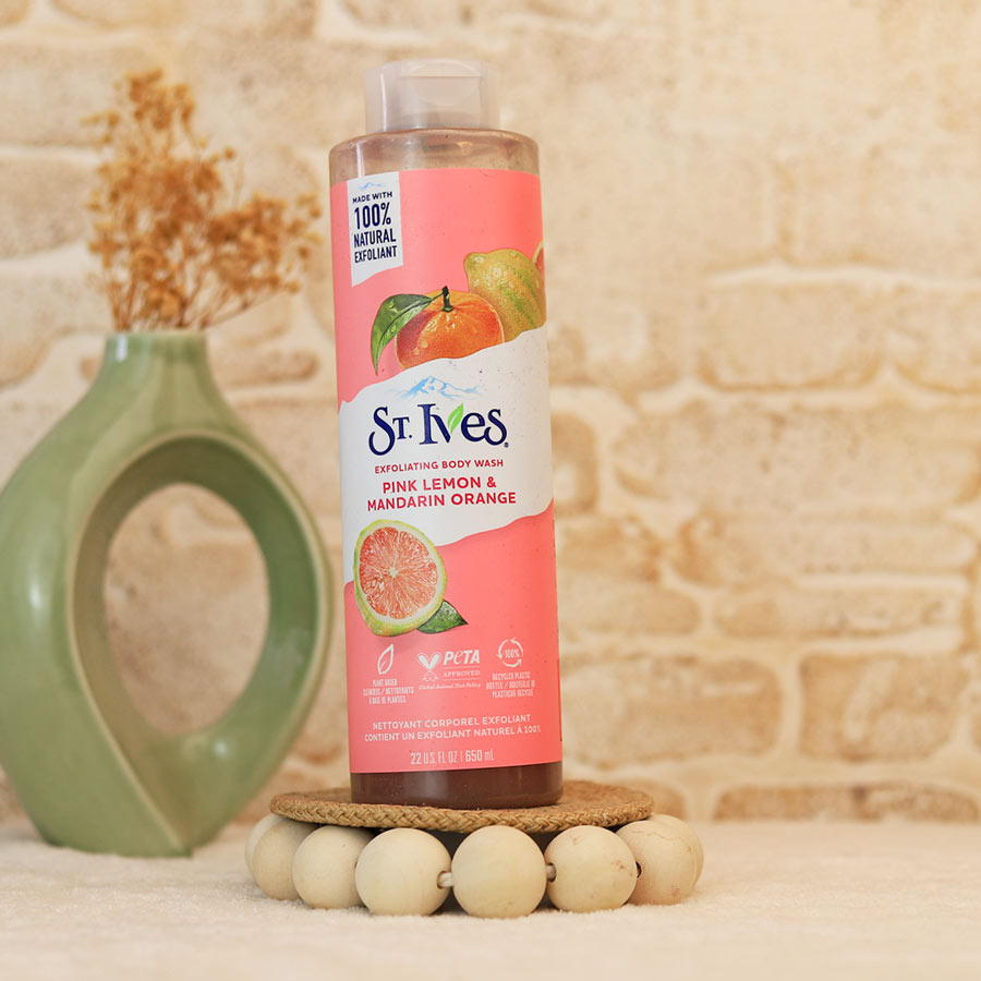 st-ives-pink-lemon شامپو بدن اسکراب دار گریپ فروت و پرتقال سینت ایوز - تصویر 1