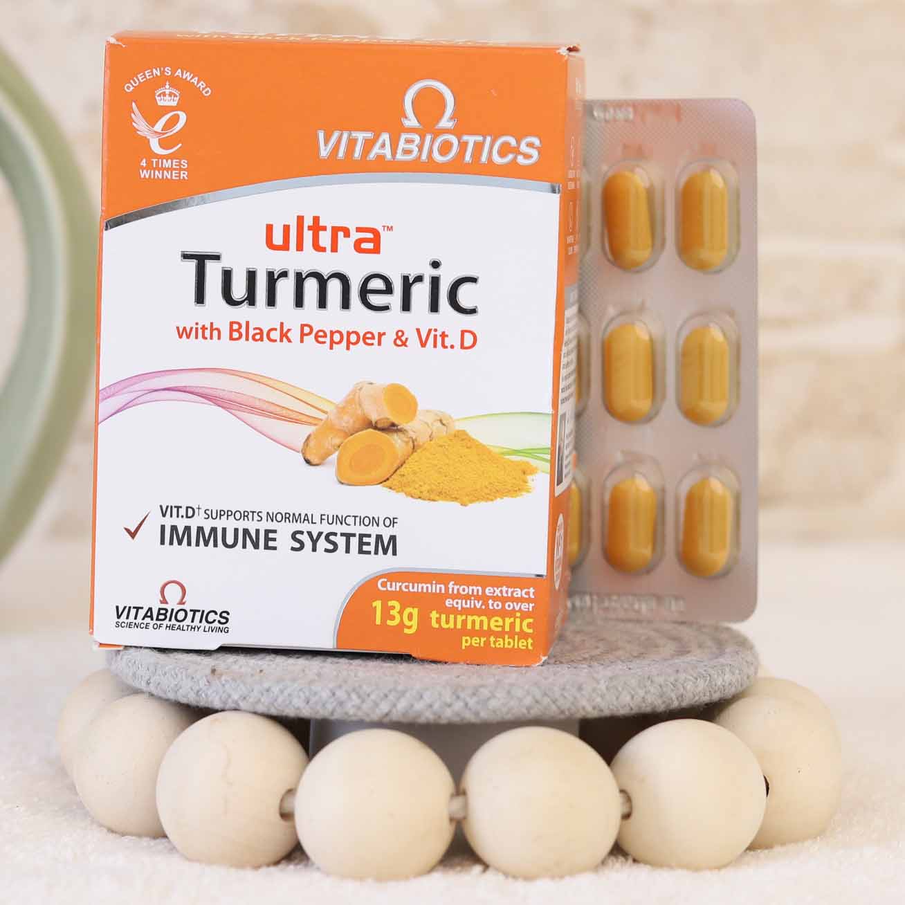 Vitabiotics Ultra Turmeric with Black Pepper & Vitamin D قرص اولترا زردچوبه ویتابیوتیکس - تصویر 1